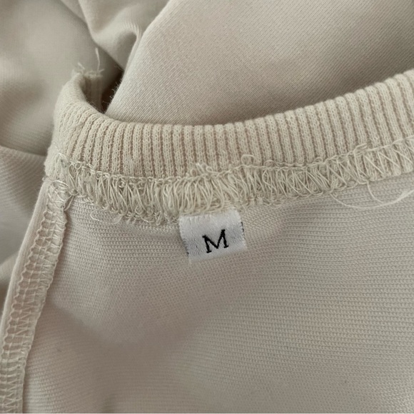 Cream Crewneck Cutout Back Cinched Waist Cap Sleeve Jumpsuit 27131 - Picture 8 of 11